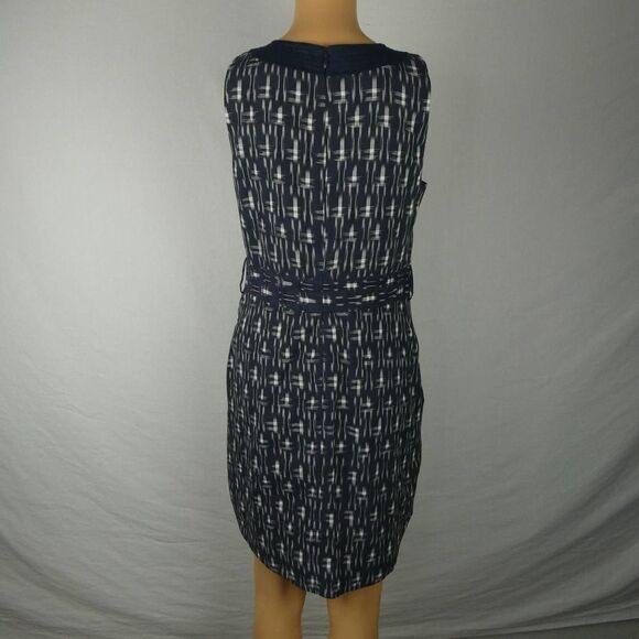 J. Crew Navy Faux Wrap Tie Sleeveless Mini Dress Cotton Linen Trim Ikat Size 2 - Picture 13 of 13